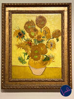 Vincent van Gogh’s famous Sunflowers painting on display at the Van Gogh Museum in Amsterdam.